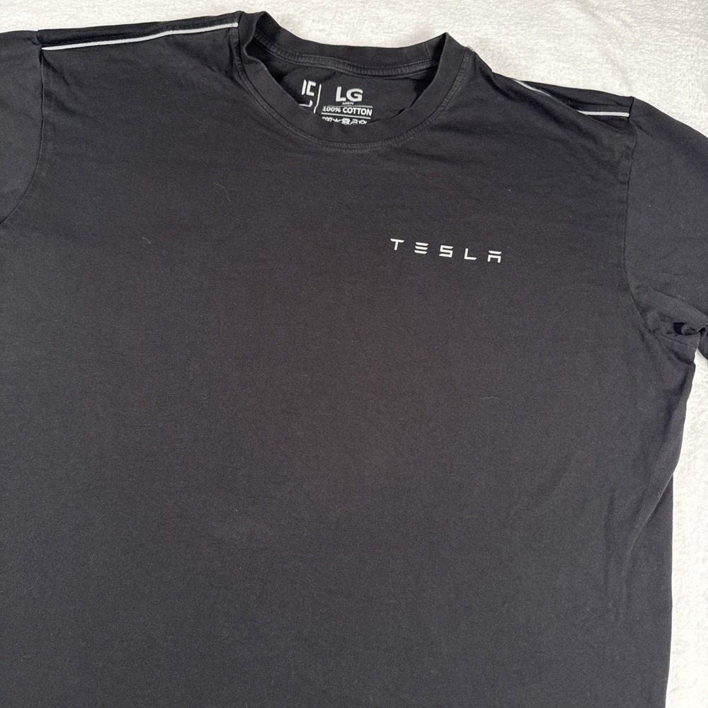 Tesla Reflective Large T-Shirt Elon Musk Black Cotton Short Sleeve Mens Egypt